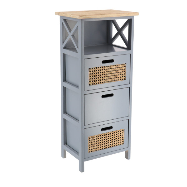 Συρταριέρα με 3 συρτάρια και 1 ράφι mdf  Γκρί -καφέ 27,50χ37,50χ86 cm