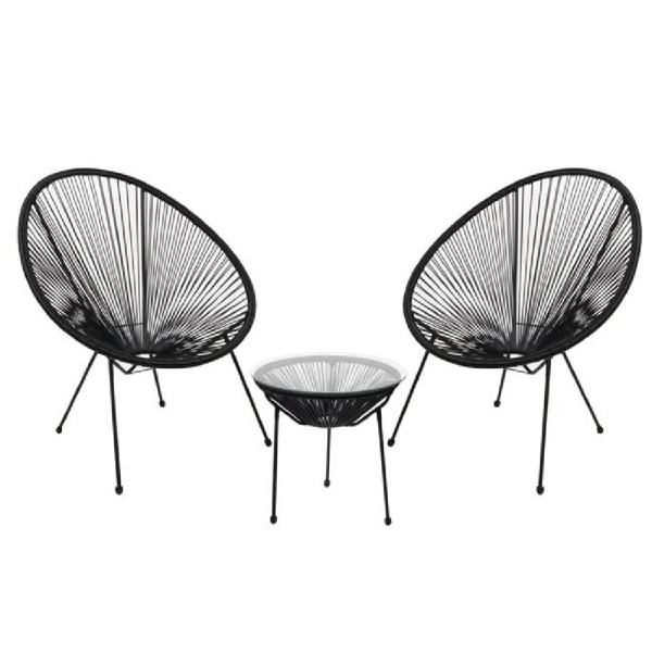 ΣΕΤ ΒΕΡΑΝΤΑΣ ΡΑΠΕΖΙ + 2 ΠΟΛΥΘΡΟΝΕΣ ΜΕΤΑΛΛΟ ΜΑΥΡΟ - RATTAN ΜΑΥΡΟ