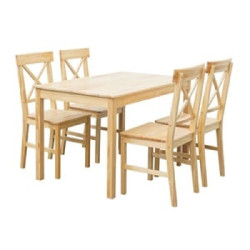 ΣΕΤ ΤΡΑΠΕΖΙ + 4ΚΑΡΕΚΛΕΣ ΚΥΛΙΝΕΣ DAILY Φυσικό Pine 118x74x73