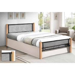 ΚΡΕΑΒΑΤΙ ΜΟΝΟ 90x190cm Μέταλλο Βαφή Μαύρο Ξύλο Φυσικό