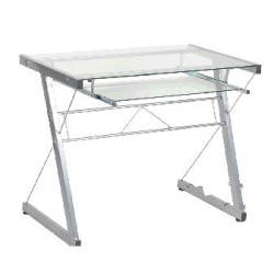 ΓΡΑΦΕΙΟ Η/Υ ΜΕΤΑΛΛΙΚΟ ΑΣΗΜΙ ΕΠΙΦΑΝΕΙΑ ΚΡΥΣΤΑΛΛΟ ΠΛΗΚΤΡΟΛΟΓΙΟ.70X46X74ΕΚ.