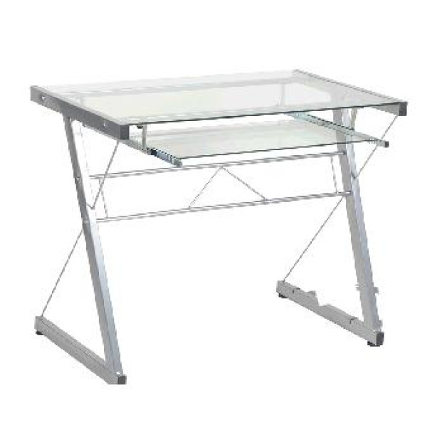 ΓΡΑΦΕΙΟ Η/Υ ΜΕΤΑΛΛΙΚΟ ΑΣΗΜΙ ΕΠΙΦΑΝΕΙΑ ΚΡΥΣΤΑΛΛΟ ΠΛΗΚΤΡΟΛΟΓΙΟ.70X46X74ΕΚ.