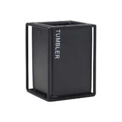 ΠΟΤΗΡΑΚΙ ΜΠΑΝΙΟΥ CAGE ΚΕΡΑΜΙΚΟ ΜΑΥΡΟ ΜΕ ΜΕΤΑΛ. ΠΛΑΙΣΙΟ 8.5x8.5x12CM