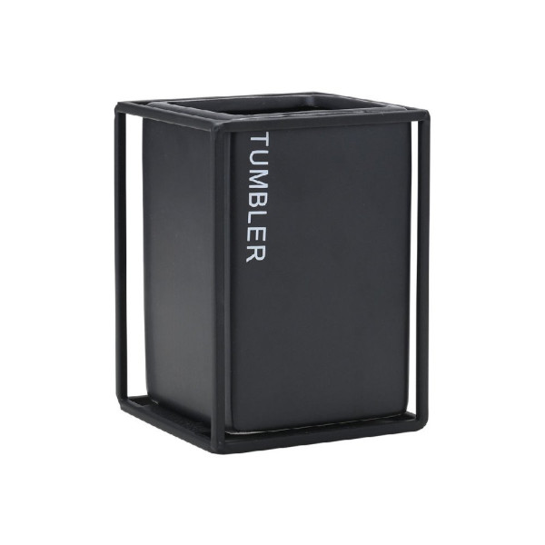 ΠΟΤΗΡΑΚΙ ΜΠΑΝΙΟΥ CAGE ΚΕΡΑΜΙΚΟ ΜΑΥΡΟ ΜΕ ΜΕΤΑΛ. ΠΛΑΙΣΙΟ 8.5x8.5x12CM