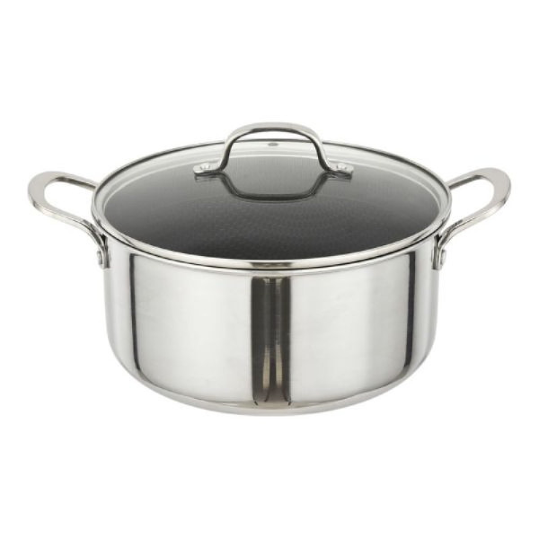 ΚΑΤΣΑΡΟΛΑ ΙΝΟΧ ΑΝΤΙΚ-ΤΙΚΗ ΜΕ ΓΥΑΛ. ΚΑΠΑΚΙ DMOND TRI-PLY 28ΕΚ.