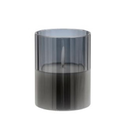 ΚΕΡΙ LED ΜΕ ΡΕΑΛΙΣΤΙΚΗ 3D ΦΛΟΓΑ FL7515 ΣΕ ΓΥΑΛΙ ΧΡΩΜΑ SMOKY 8x8x15εκ