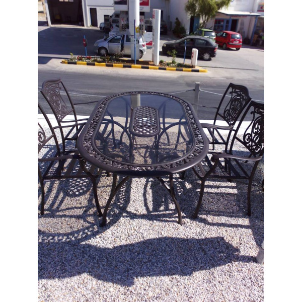 ΤΡΑΠΕΖΙ ΑΛΟΥΜΙΝΙΟΥ ΟΒΑΛ ΜΠΡΟΝΖΕ 180X105