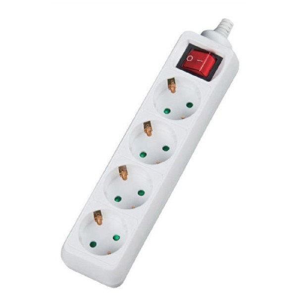 ΠΟΛΥΜΠΡΙΖΟ V04BK Alfaone 4 θέσεις με διακόπτη 3Χ1,5mm 1,5m Λευκό