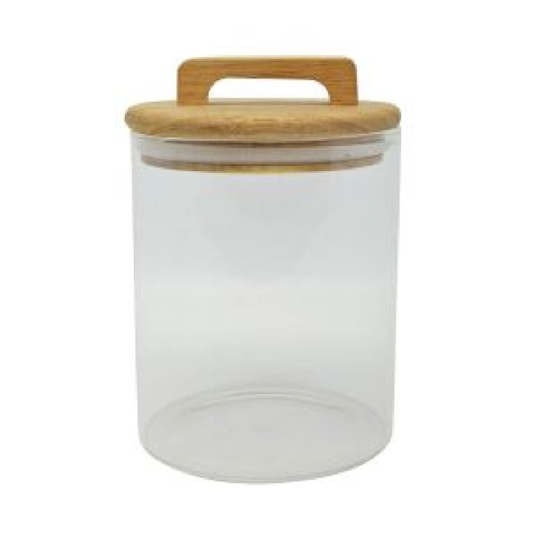 ΓΥΑΛΙΝΟ ΒΑΖΟ ΚΟΥΖ. ΜΕ ΞΥΛΙΝΟ ΚΑΠΑΚΙ 0,65L (10x10x14,8)