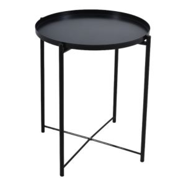 ΤΡΑΠΕΖΑΚΙ ΜΕΤΑΛΙΚΟ ΣΠΑΣΤΟ ΣΤΡΟΓΓΥΛΟ ΜΑΥΡΟ ΜΑΤ (42X42X52)