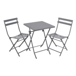 ΣΕΤ ΤΡΑΠΕΖΙ ΜΕΤΑΛΛΙΚΟ ΠΤΥΣ.+ 2 ΚΑΡΕΚΛΕΣ ΓΚΡΙ (55X55X73 - 46X42X81)