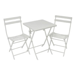 ΣΕΤ ΤΡΑΠΕΖΙ ΜΕΤΑΛΛΙΚΟ ΠΤΥΣ.+ 2 ΚΑΡΕΚΛΕΣ ΛΕΥΚΟ (55X55X73 - 46X42X81)