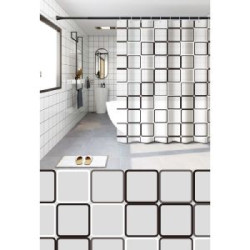 ΚΟΥΡΤΙΝΑ ΜΠΑΝ. PEVA 180x180 + 12 ΚΡΙΚΟΙ