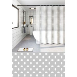 ΚΟΥΡΤΙΝΑ ΜΠΑΝ. PEVA 180x180 + 12 ΚΡΙΚΟΙ