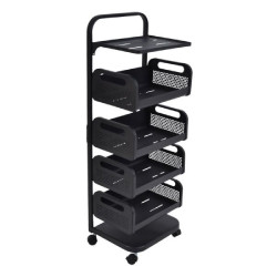 ΤΡΟΛΕΪ ΜΕΤΑΛΛΙΚΟ ΜΕ 4ΚΑΛΑΘΙΑ 2ΡΑΦΙΑ  ΜΑΥΡΟ ΜΑΤ37x22x106εκ.