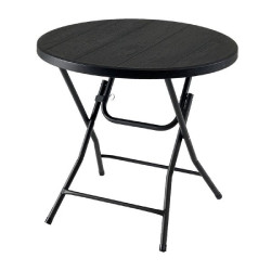 ΤΡΑΠΕΖΙ ΣΤΡΟΓΓΥΛΟ ΠΛΑΣΤΙΚΟ-ΣΙΔΕΡΟ ΑΝΑΔ-ΝΟ ΜΑΥΡΟ ΞΥΛΙΝΟ (80X74)