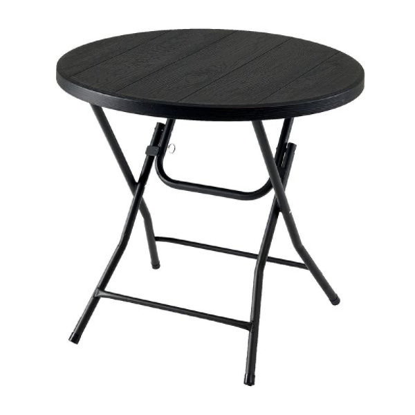 ΤΡΑΠΕΖΙ ΣΤΡΟΓΓΥΛΟ ΠΛΑΣΤΙΚΟ-ΣΙΔΕΡΟ ΑΝΑΔ-ΝΟ ΜΑΥΡΟ ΞΥΛΙΝΟ (80X74)