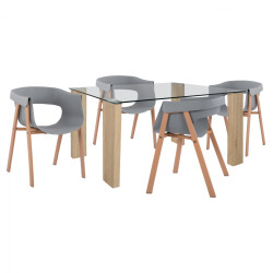 ΣΕΤ ΤΡΑΠΕΖΑΡΙΑ 5ΤΜΧ ΜΕ ΤΡΑΠΕΖΙ MORGAN140Χ80X75 & ΠΟΛΥΘΡΟΝΕΣ MEGHAN ΓΚΡΙ